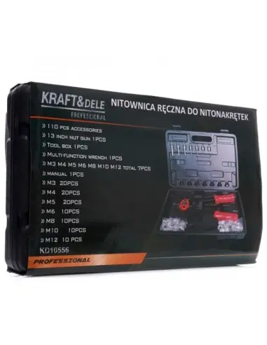 Cleste pentru nituit, Kraft&Dele KD10556, 110 piese, M3 - M10
