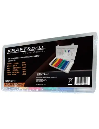 Set tuburi termocontractabile, Kraft&Dele KD10918, 100 piese, 6 dimensiuni