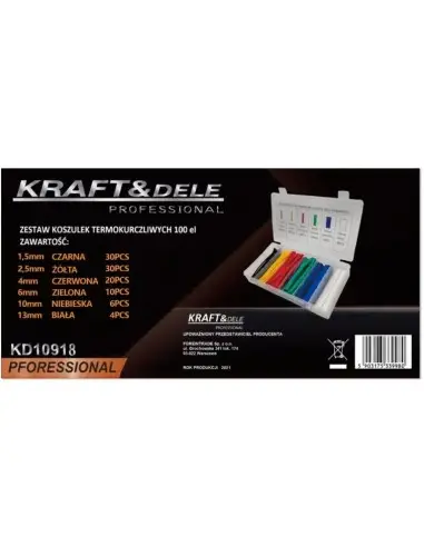 Set tuburi termocontractabile, Kraft&Dele KD10918, 100 piese, 6 dimensiuni