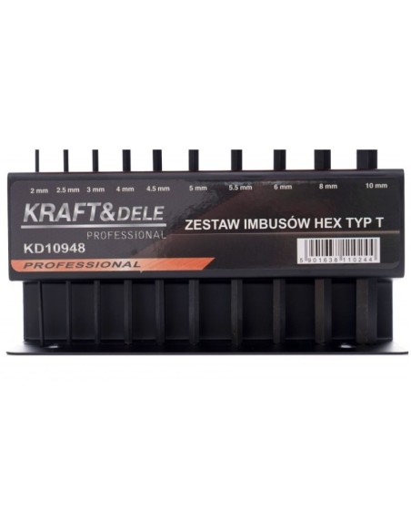 Set chei hexagonale, Kraft&Dele KD10948, 10 piese, cu suport