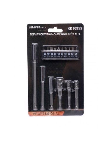 Set suporturi, adaptoare si biti 16 buc, KD10955, Kraft&Dele