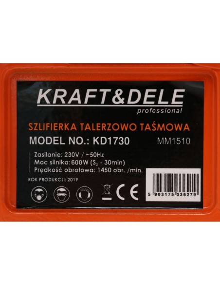 Masina de slefuit cu banda, 600W, KD1730, Kraft&Dele