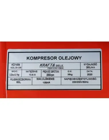 Compresor ulei, 50L 1-8 bar, KD1484, Kraft&Dele