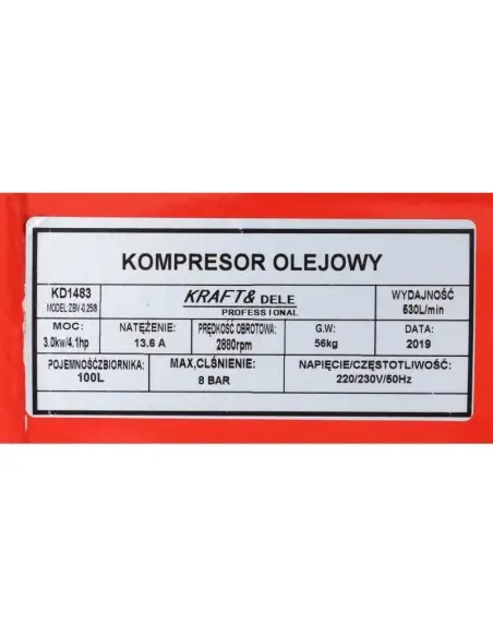 Compresor ulei, 100L 1-8 bar, KD1483, Kraft&Dele Compresor ulei, 100L 1-8 bar, KD1483, Kraft&Dele