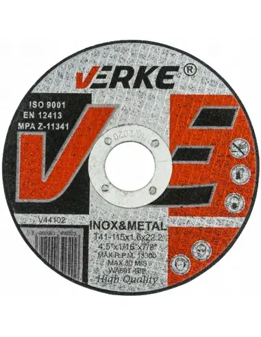 Discuri taiere metal, 115mm, V44102, Verke Discuri taiere metal, 115mm, V44102, Verke