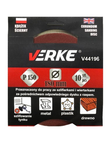 Disc abraziv, 180mm P150 10buc, V44196, Verke Disc abraziv, 180mm P150 10buc, V44196, Verke