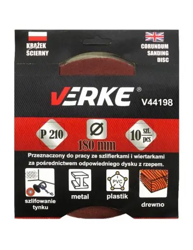 Disc abrazic, 180mm P210 10buc, V44198, Verke