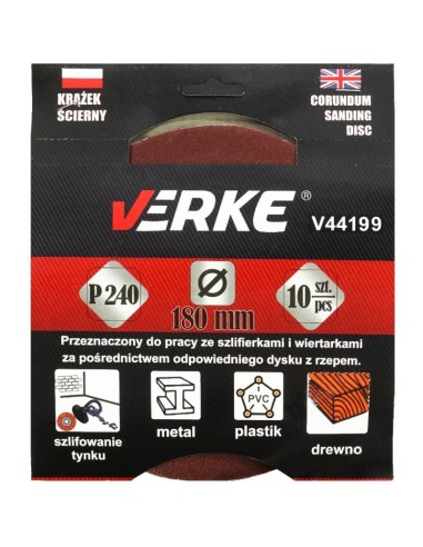 Disc abraziv, 180mm, P240 10buc, V44199, Verke Disc abraziv, 180mm, P240 10buc, V44199, Verke