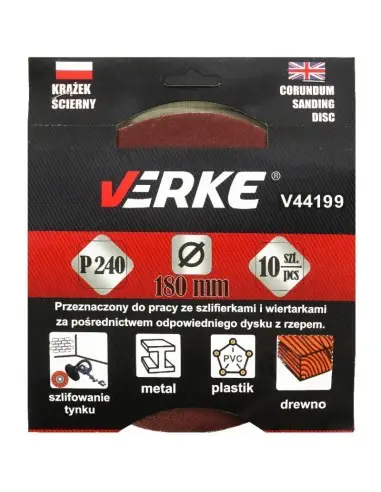 Disc abraziv, 180mm, P240 10buc, V44199, Verke