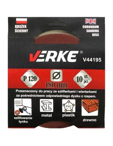 Disc abraziv, 180mm P120 10buc, V44195, Verke