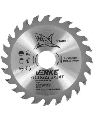 Disc de taiere lemn, 115x22.2 mm, V44000, Verke