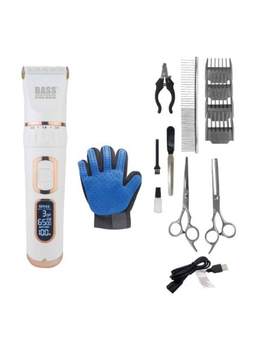 Set aparat de tuns animale, Bass Polska, fara fir, cu accesorii