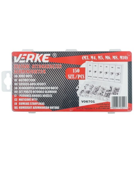 Set piulite nitubile, Verke, V06701, 150 buc Set piulite nitubile, Verke, V06701, 150 buc