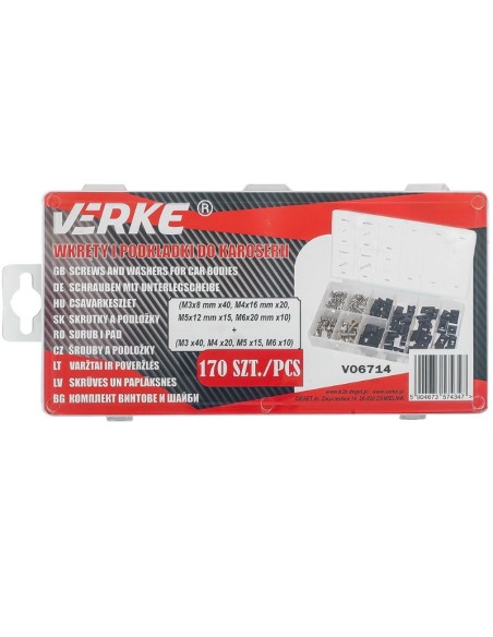Set suruburi si cleme, Verke, V06714, 170 buc Set suruburi si cleme, Verke, V06714, 170 buc