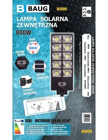 Lampa solara pentru exterior, Baug, 800w,senzor de miscare