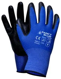 Manusi de protectie, material poliester, acoperit cu nitril striat, Fancy Bleu