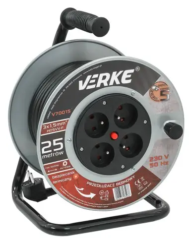 Prelungitor cu tambur, Verke, 25m, 4prize, V70015