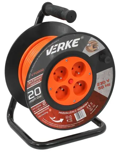 Prelungitor pe rola cu tambur, Verke, 20m, 4 prize, V70000