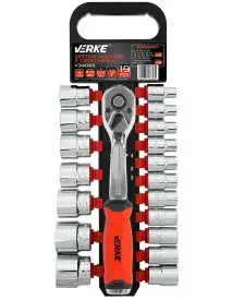 Set chei profesionale tubulare, Verke, 19 elemente, 8-32mm, CrV, V39095