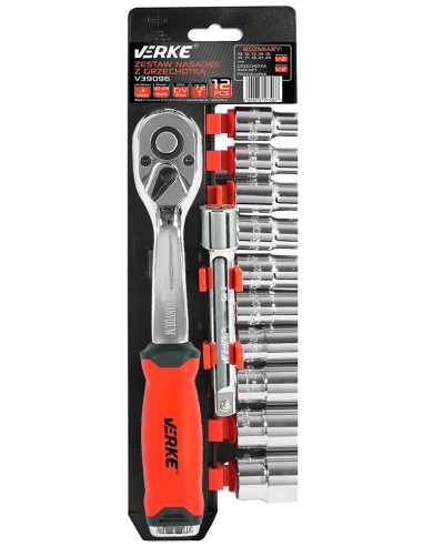 Set chei cu clichet si extensie, Verke, 12 elemente,V39096 Set chei cu clichet si extensie, Verke, 12 elemente,V39096