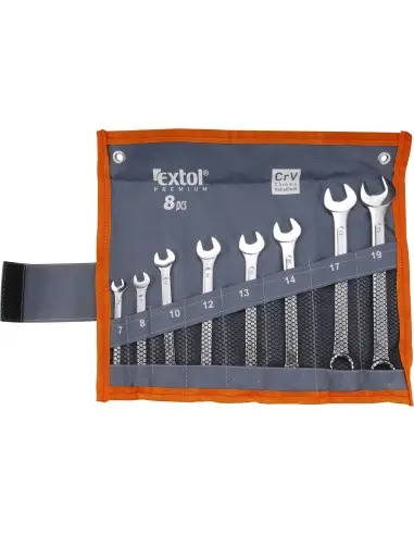 Set chei combinate 8buc 7-19mm, EXTOL PREMIUM, 6319, CrV, trusa