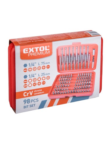 Set biti 98 buc, EXTOL PREMIUM, 8819649, 79 capete 25 mm, 17 capete 75 mm Set biti 98 buc, EXTOL PREMIUM, 8819649, 79 capete 25 mm, 17 capete 75 mm