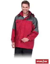 Geaca de protectie pentru iarna din tesatura rip-stop, rosu cu gri RAW-POL - Geaca de iarna