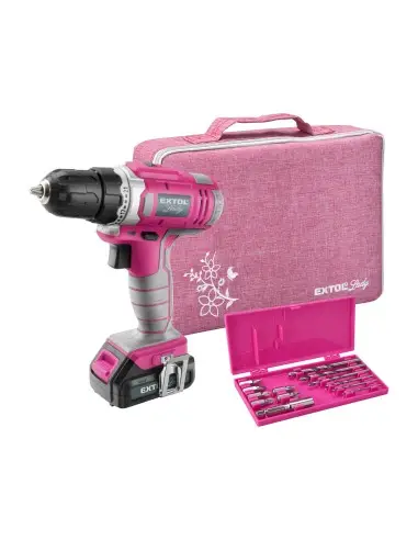 Bormasina si surubelnita fara fir, 12V, Extol Lady, 402401, 18Nm, 1300mAh Bormasina si surubelnita fara fir, 12V, Extol Lady, 402401, 18Nm, 1300mAh