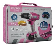 Bormasina si surubelnita fara fir, 12V, Extol Lady, 402401, 18Nm, 1300mAh
