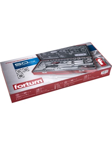 Set chei tubulare 50pcs, FORTUM, 4700002, 1/4", 1/2"
