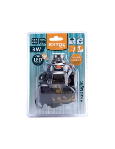 Lanterna frontala, EXTOL LIGHT, 43104, 120 lm, senzor IR Lanterna frontala, EXTOL LIGHT, 43104, 120 lm, senzor IR