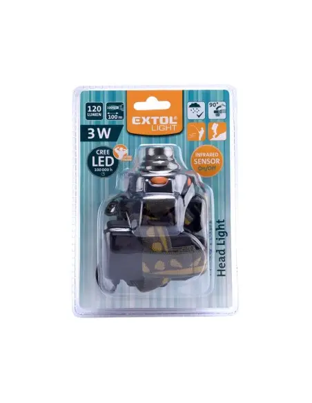Lanterna frontala, EXTOL LIGHT, 43104, 120 lm, senzor IR Lanterna frontala, EXTOL LIGHT, 43104, 120 lm, senzor IR