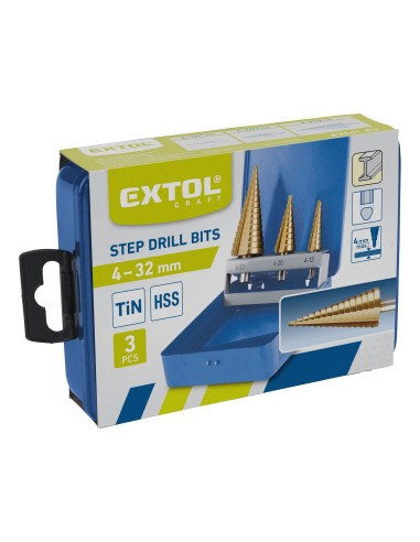 Set burghie trepte, EXTOL CRAFT, 20090, Titan, 3 piese Set burghie trepte, EXTOL CRAFT, 20090, Titan, 3 piese
