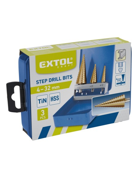 Set burghie trepte, EXTOL CRAFT, 20090, Titan, 3 piese Set burghie trepte, EXTOL CRAFT, 20090, Titan, 3 piese