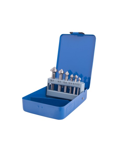 Freze conice 90°, 6 piese, 20094, 6,3-20,5mm, trei lame