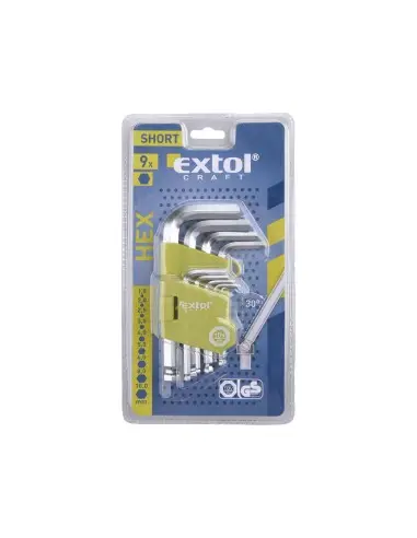 Chei inbus L scurte 1,5-10mm, EXTOL CRAFT, 66000, set 9 bucati, cu bila