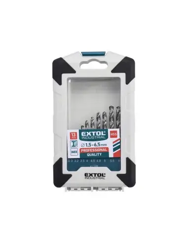 Burghie pentru metal, set 13 piese, 1,5-6,5 mm, EXTOL INDUSTRIAL, 8701113, HSS-G, lustruit