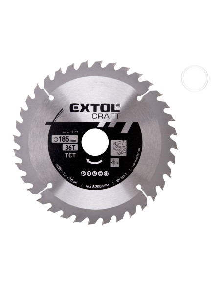 Disc circular cu dinti carbura, EXTOL CRAFT, 19107, 185x2.4x30mm, 36T