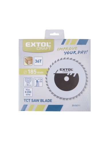 Disc circular cu dinti carbura, EXTOL CRAFT, 19107, 185x2.4x30mm, 36T