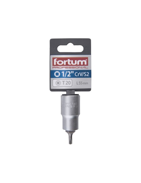 Hex socket 1/2" TORX bit, T20, FORTUM, 4700720, 55mm