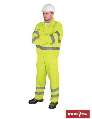 Costum de protectie reflectorizant (jacheta + pantaloni cu pieptar) RAW-POL - Salopete reflectorizante