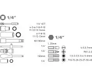 Socket Set, 45pcs, 1/4", CrV, 8818360, PH1-2-3, T10-40