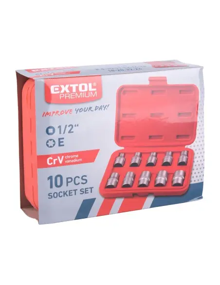 Chei TORX, set 10 buc, 1/2", CrV/S2, 8818128, L38mm, E8-24