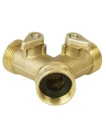 2-way hose splitter, EXTOL PREMIUM, 8876042, Alamă, 3/4"