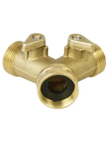 2-way hose splitter, EXTOL PREMIUM, 8876042, Alamă, 3/4"