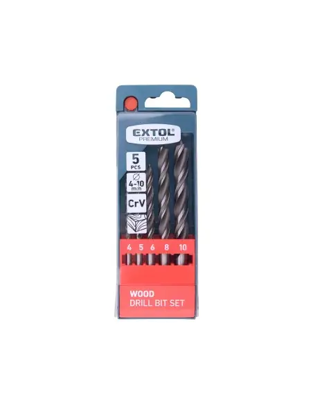 Burghie lemn set 5 buc, 4-10 mm, 8801220, CrV, 4-10 mm Burghie lemn set 5 buc, 4-10 mm, 8801220, CrV, 4-10 mm