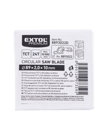 Disc ferastrau circular, 8893022D, ⌀89×2,0×10mm, 24T