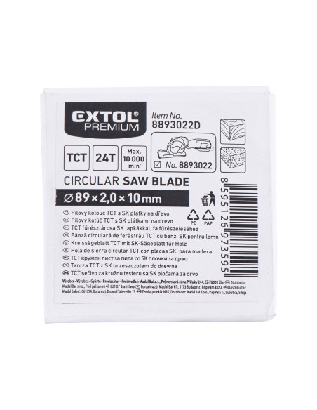 Disc ferastrau circular, 8893022D, ⌀89×2,0×10mm, 24T