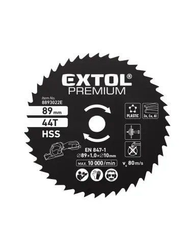 Disc circular HSS, EXTOL PREMIUM, 8893022E, ⌀89mm, 44T Disc circular HSS, EXTOL PREMIUM, 8893022E, ⌀89mm, 44T