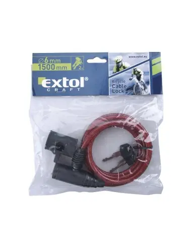 Lacat bicicleta - cablu, EXTOL CRAFT, 77750, 6x1500mm, 2 chei